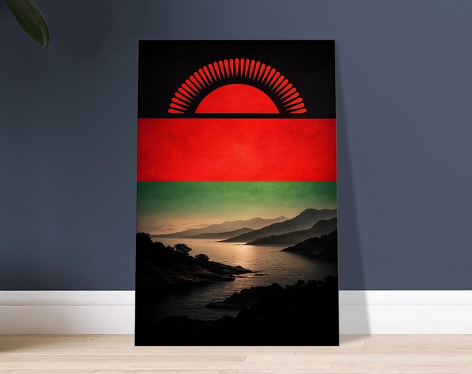 Malawi Flag Canvas Print: Lake Sunset, African Landscape Art