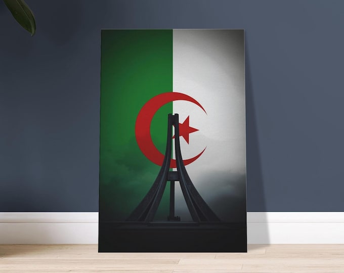 Makam Echahid Canvas Print: Algiers, Algeria Flag Art