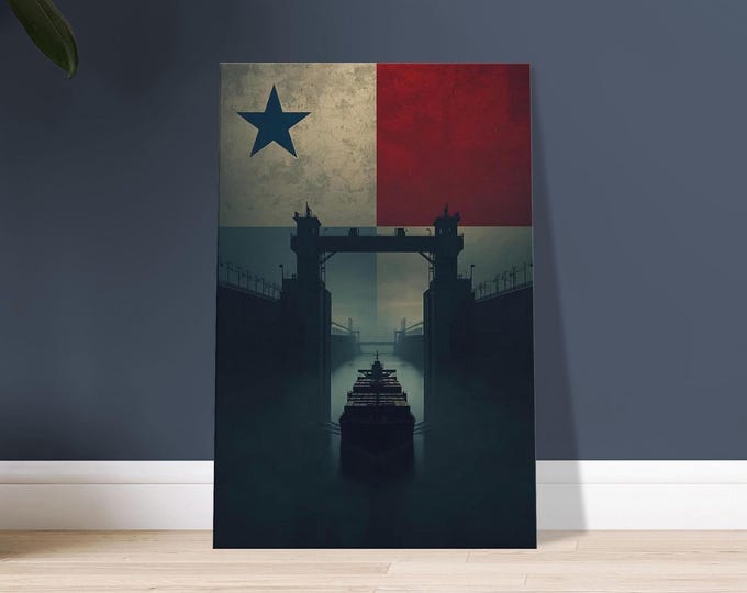 Panama Canvas Wall Art - Canal Flag Minimalist Travel Nautical Home Decor Poster Gift