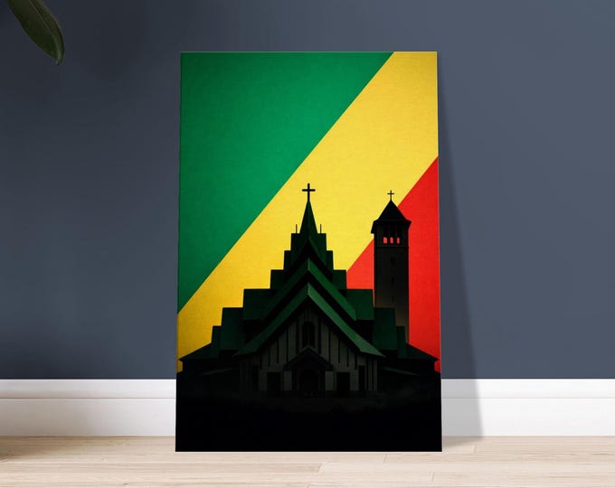 Congo Canvas Print: Basilique Sainte-Anne, African Minimalist Art