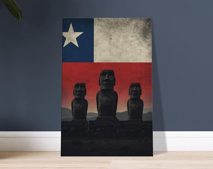 Easter Island Moai Canvas Print: Chile Flag, Rapa Nui Art