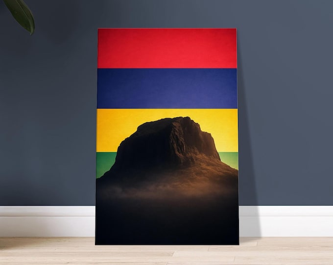 Le Morne Brabant Canvas Print: Mauritius Flag, Tropical Island Art