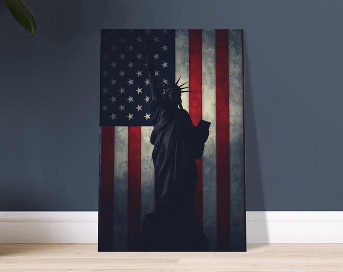 Statue of Liberty Canvas Art – Minimalist USA Travel Poster