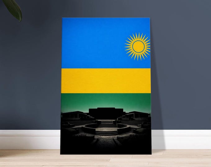 Rwanda Flag Canvas Print, Kigali Memorial Silhouette Art