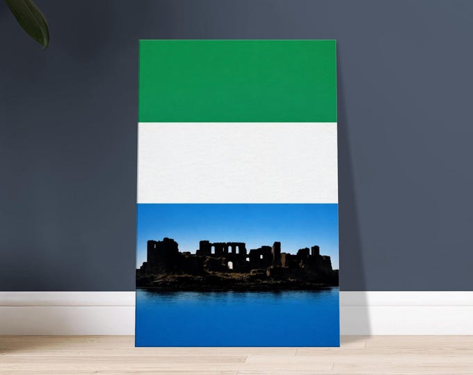 Sierra Leone Flag Canvas Print: Island Fort Ruins Travel Art