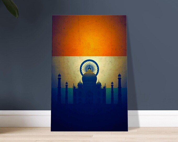 Taj Mahal Silhouette Canvas Art - Modern Indian Wall Decor Travel Poster Print Gift