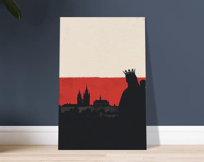 Poland Canvas Print – Minimalist Krakow Skyline, Polish Flag Poster, Modern Travel Wall Art