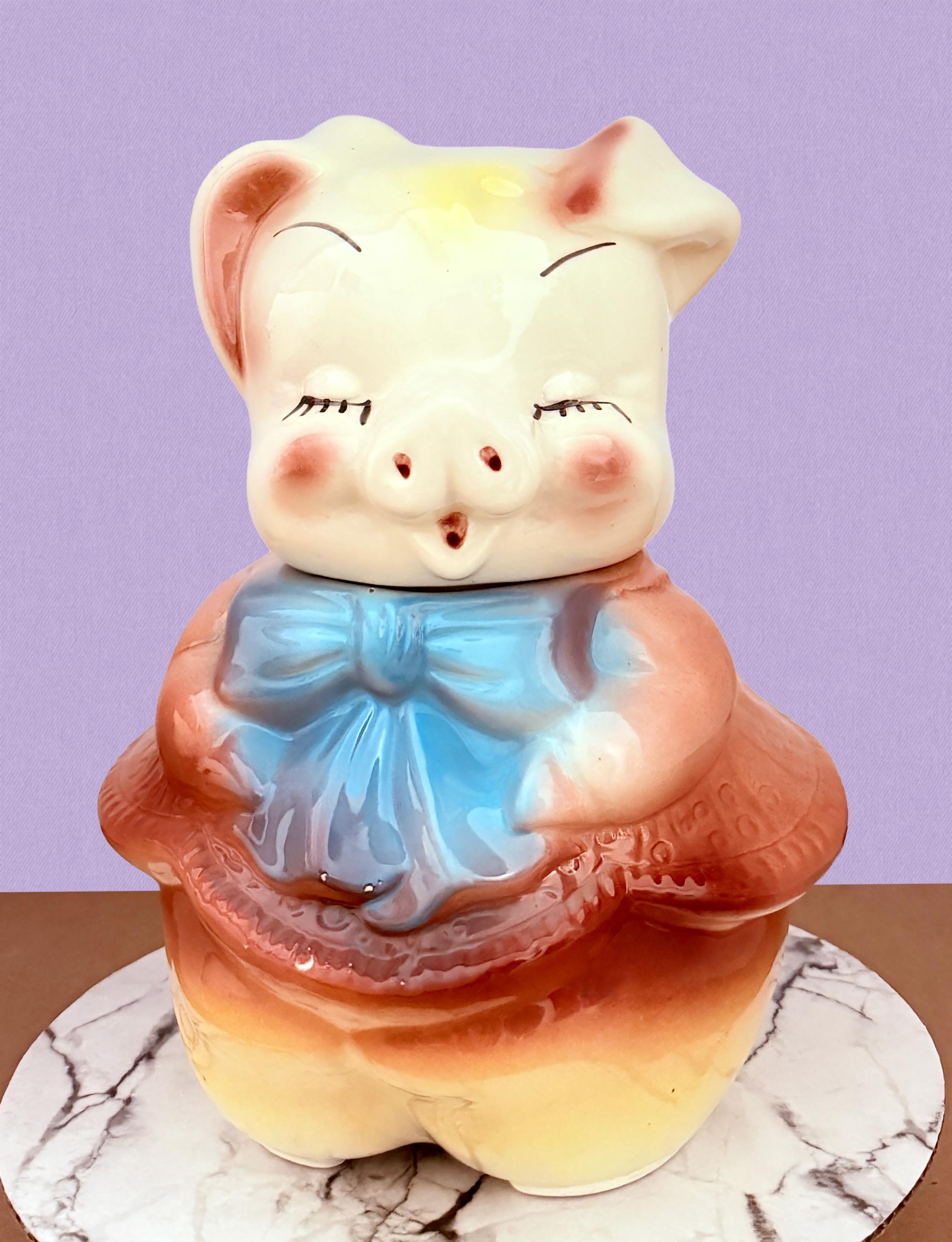お菓子入れ　クッキージャー　ビィンテージ　ファーマーピッグ Vintage Pig Cookie Jar - Etsy
