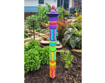 Rainbow Garden Totem | Pride Garden Sculpture | LGBQT Hand Painted Garden Art | HOA Friendly | Pride Sculpture | Yard Art