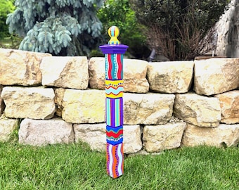 Handcrafted Garden Totem, Medium 42" Tall, Jewel Color Scheme, Outdoor Decor