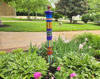 Handcrafted Garden Totem, 54" Tall, Earthy Color Scheme, Wood Yard Decor