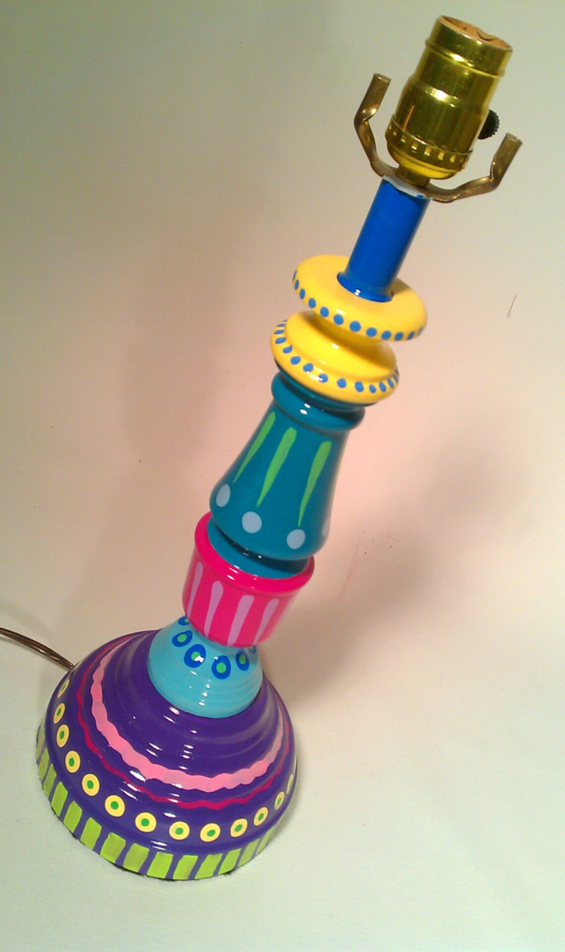 Hand Painted Table Lamp 006 Fun Funky Whimsical and Crazy Etsy