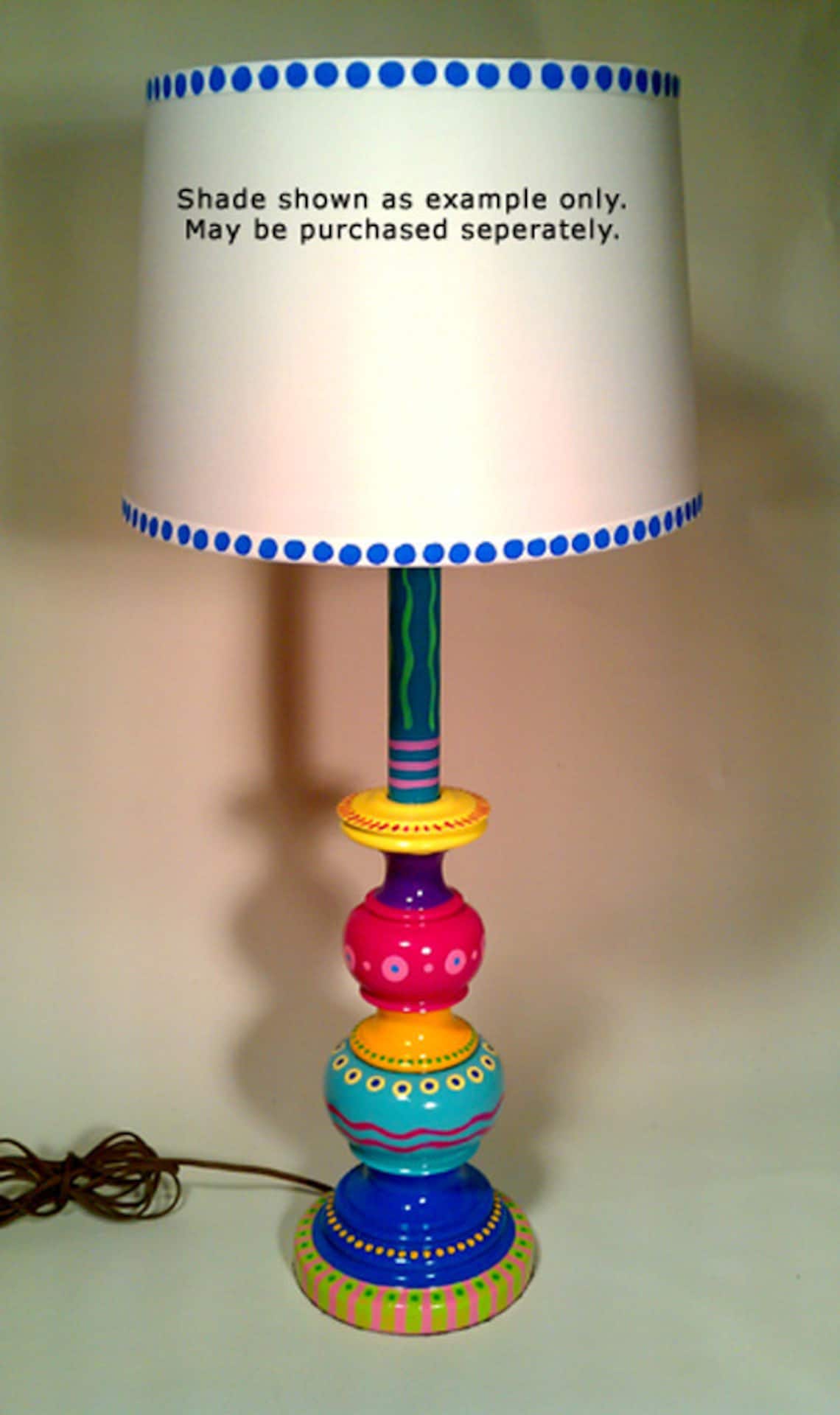 Hand Painted Table Lamp 004 Fun Funky Whimsical and Crazy Etsy