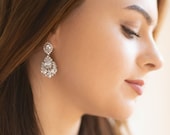 Crystal Bridal Earrings, Silver Art Deco earrings, Wedding Earrings, Bridal Jewerly, Statement Bridal Earrings, Dangle Wedding Earrings
