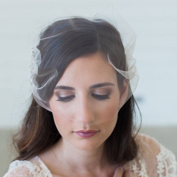 Tüll Birdcage Schleier, Blusher Schleier, Tüll Braut Schleier, Tüll Hochzeit Schleier, einfacher Schleier, kurzer Schleier, Bandeau Birdcage Schleier, Hochzeit Schleier