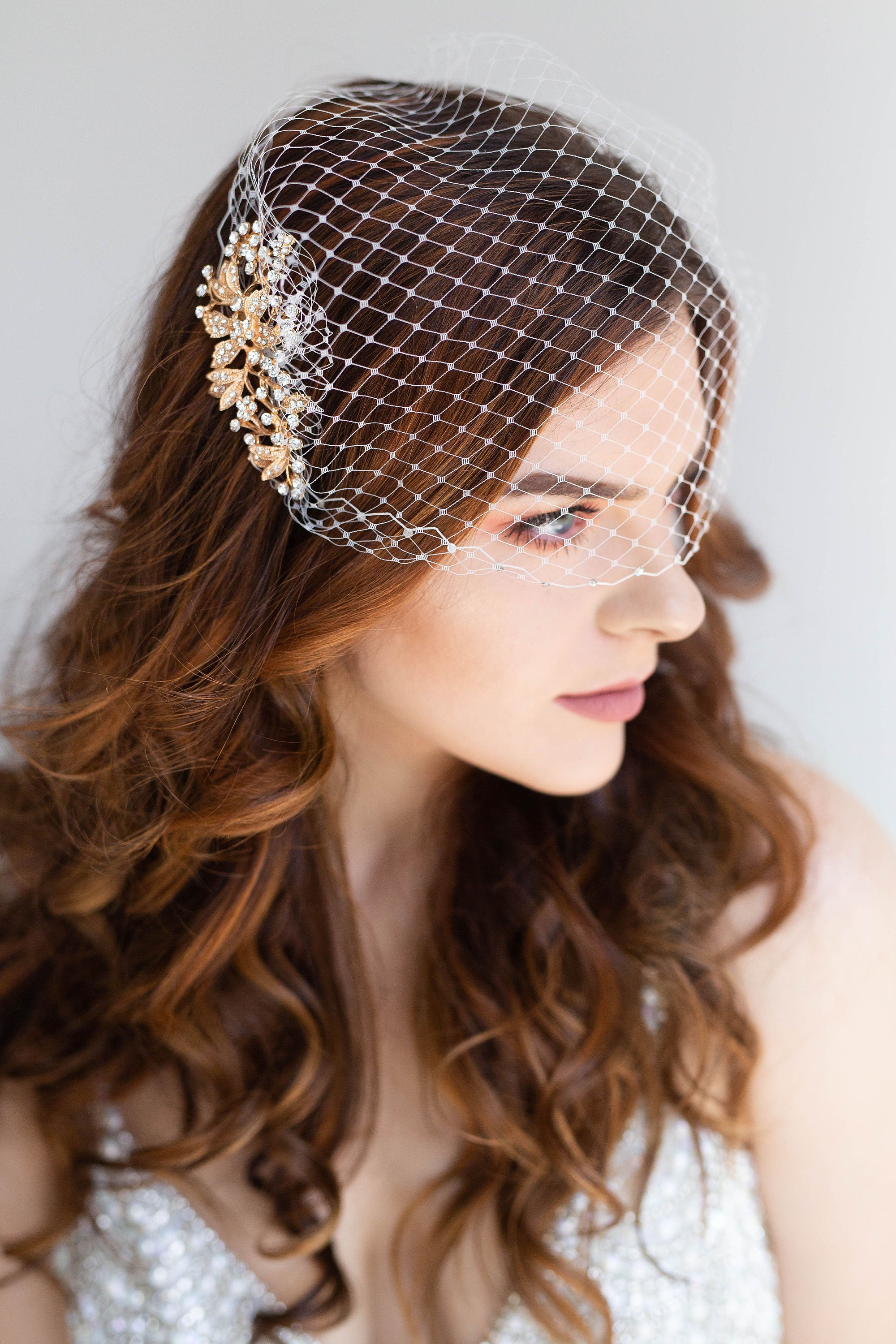 Crystal Bird Cage Veil Ivory Veil Ivory Bird Cage Veil Sparkle