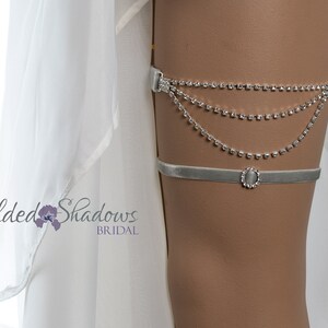 GCS02 Draped Crystal Wedding Garter Set, Crystal Bridal Garter Set, Crystal Wedding Garter, Rhinestone Wedding Garter, Crystal Brides Garter image 2