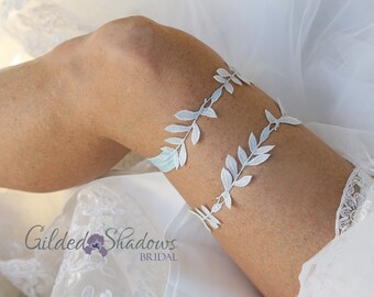 GL02 Dainty Baby Blue Leaves Lace Bridal Garter, Pale Blue Lace Leaves Garter, Sleek Blue Wedding Garter, Lace Bridal Garter, No slip Garter