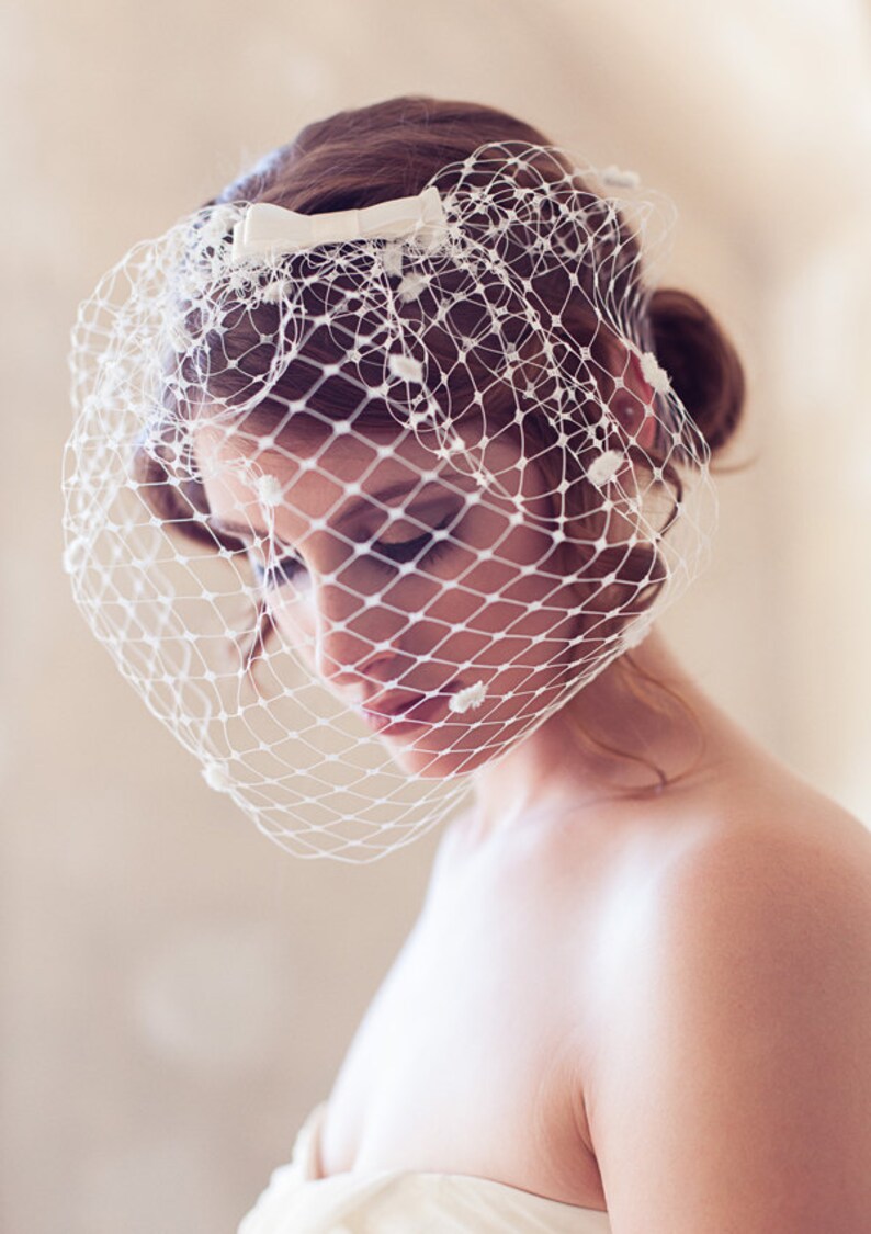 Ivory dotted birdcage veil polka dot veil polka dot birdcage Etsy