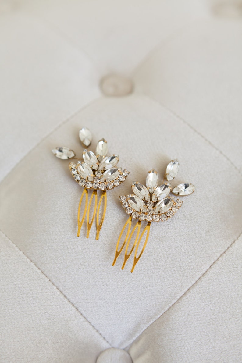 Small Art Deco Hair Combs Gold Crystal Hair Combs Silver Etsy
