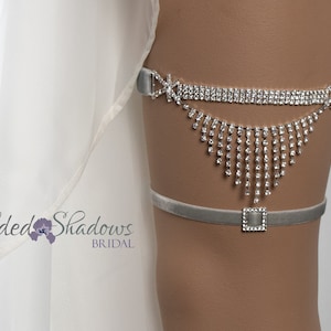 GCS04 Rhinestone Wedding Garter Set, Silver Crystal Garter, Crystal Wedding Garter Set, Rhinestone Wedding Garter, Art Deco Bridal Garter image 1