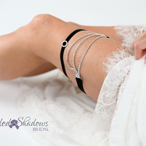 GCS02 Draped Crystal Wedding Garter Set, Crystal Bridal Garter Set, Crystal Wedding Garter, Rhinestone Wedding Garter, Crystal Brides Garter image 1