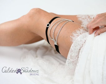 GCS02 Draped Crystal Wedding Garter Set, Crystal Bridal Garter Set, Crystal Wedding Garter, Rhinestone Wedding Garter, Crystal Brides Garter