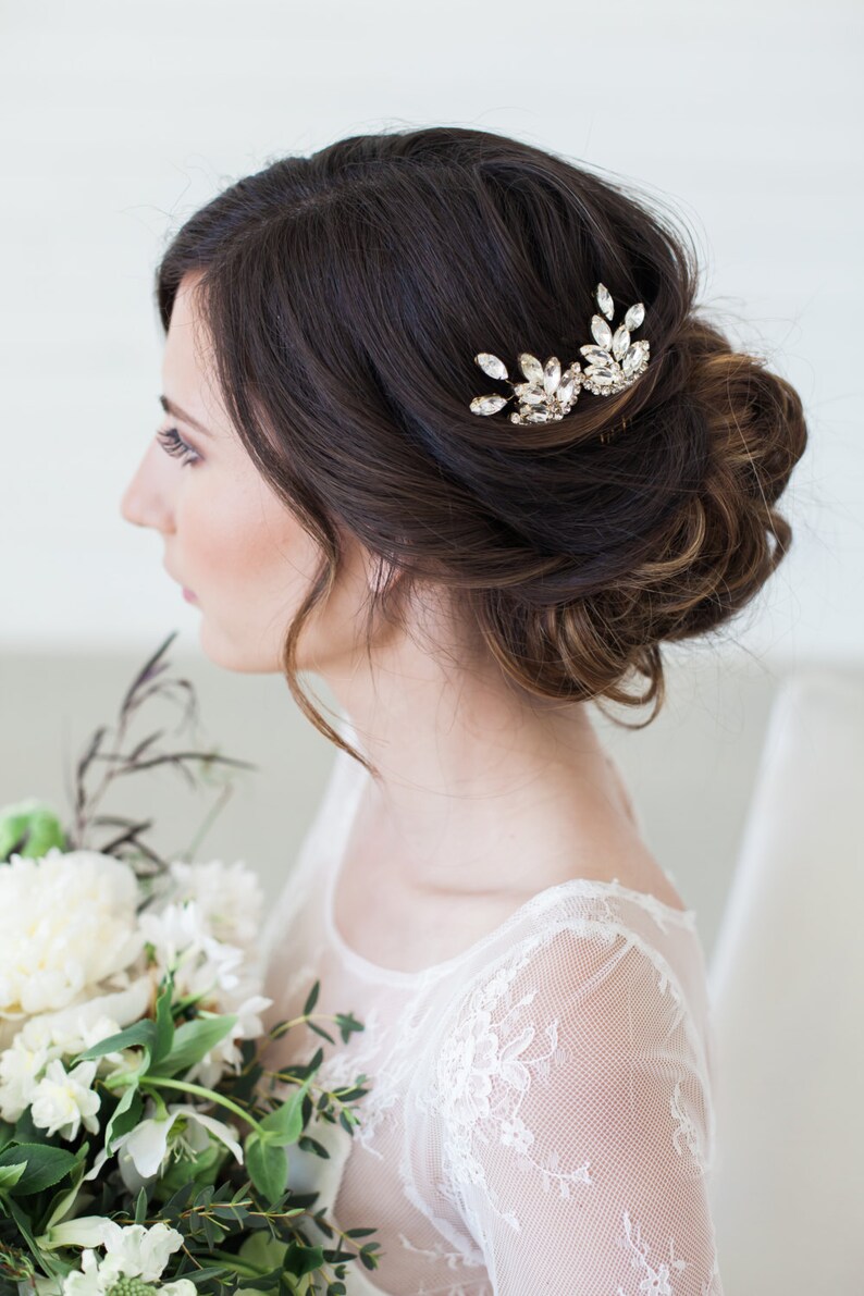 Small Art Deco Hair Combs Gold Crystal Hair Combs Silver Etsy