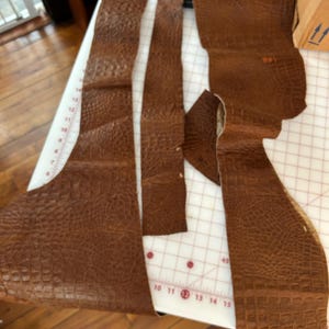 Embossed Alligator Leather Scraps – Brown Upholstery Remnants for Crafts Bags image 5