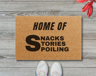Home Of Snacks Stories Spoiling - Home Decor Gift, Entryway Mat, Coir Doormat