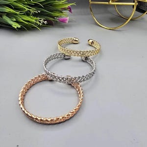 Set di bracciali tricolori placcati in oro 18k, bracciali impilabili in oro, argento e oro rosa