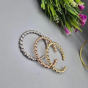 Set di bracciali tricolori placcati in oro 18k, bracciali impilabili in oro, argento e oro rosa