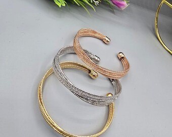 18k vergulde driekleurige armbandset, stapelbare goudzilveren roségouden armbanden