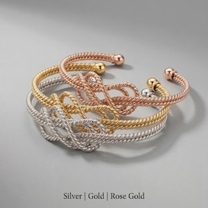 Set di bracciali tricolori placcati in oro 18k, bracciali impilabili in oro, argento e oro rosa