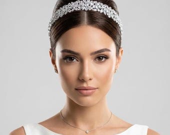 CZ bruidshoofdbandkroon: elegant bruiloftshaaraccessoire (goud/zilver/roségoud)