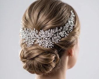 Zilveren/gouden bruidshoofdband met zirkonia: elegante bruilofthaaraccessoires, bruidsmeisjesieraden