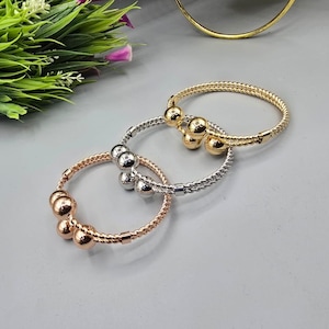 Set di bracciali tricolori placcati in oro 18k, bracciali impilabili in oro, argento e oro rosa