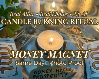 Money Magnet Candle Burning Ritual | Same Day | Intention Candle | Personalized Altar | Photo