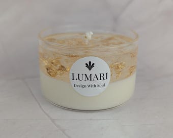 Gold Layer Candle in a Glass – Handmade Luxury Candle – Elegant Decoration with Gold Leaf Effect – Premium Gift Idea – Lumari Design