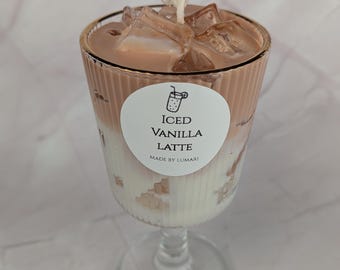 Iced Vanilla Latte scented candle in a glass jar – French Vanilla Candle – Coffee candle – Coffeehouse decor – Gift idea – Lumari Café Collection
