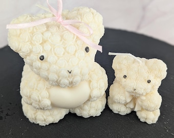 Soy wax teddy bear candle with heart – Gift for Mom / Mother's Day – Handmade bear candle – Romantic decoration | LUMARI