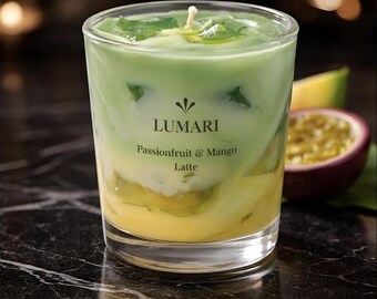 Passionfruit & Mango Latte Scented Candle | Hand-Poured Candle in a Glass Jar | Tropical Scented Candle | Gift for Her | Summer Scent