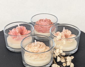 Flower candle in a glass jar made of rapeseed wax • Handmade designer candle • Decoration & gift idea