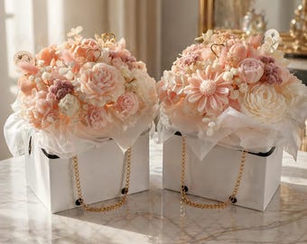 Floral Candle Bouquet in Gift Box – Handmade, Unscented | Decorative Candle Gift | LUMARI