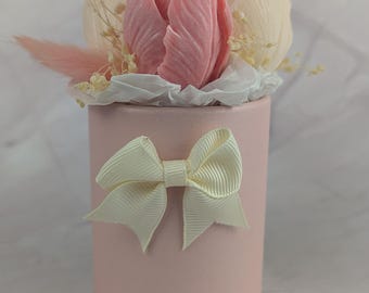 Luxury Flower Candle Gift Box with Heart | Handmade Soy Wax Candles in Pink & Cream | Mother's Day Gift for Her | Valentine's Day Decoration |