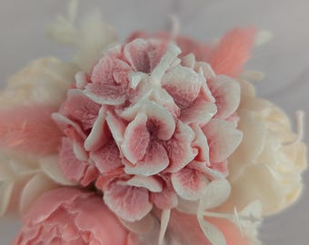 Pink Flower Candle Gift Box | Handmade Soy Wax Candles in Heart-Shaped Cups | Mother's Day Gift | Valentine's Day Decoration | Romantic Table Decoration