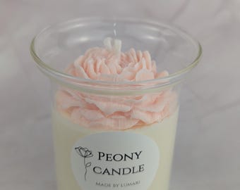 Peony Candle Blush in a Glass – Handmade Peony Candle – Delicate Pink Decorative Candle – Gift Idea for Women – Romantic Floral Candle