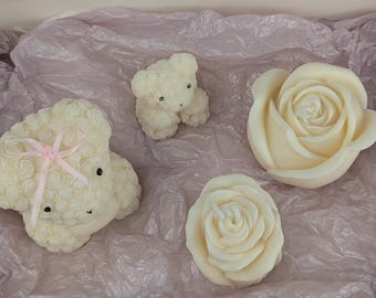 Teddy Bear Candle Set with Rose Candles – Handmade Gift Box – Gift Idea for Her – Decorative Candle Set – Valentine's Day, Mother's Day | LUMARI