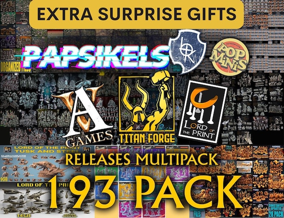 193 Multipack STL Miniatures - D&D Miniature Pack for Tabletop Gaming - Massive 3D STL Pack - DnD Minis, Pathfinder Fantasy Figures