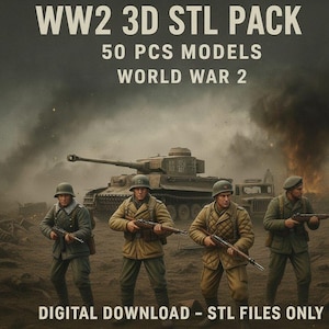 Pacchetto 3D STL Seconda Guerra Mondiale - 50 modelli - Seconda Guerra Mondiale - Personaggi Seconda Guerra Mondiale - Veicoli - Pacchetto 3D STL - 3D STL - File STL - Miniatura STL - STL